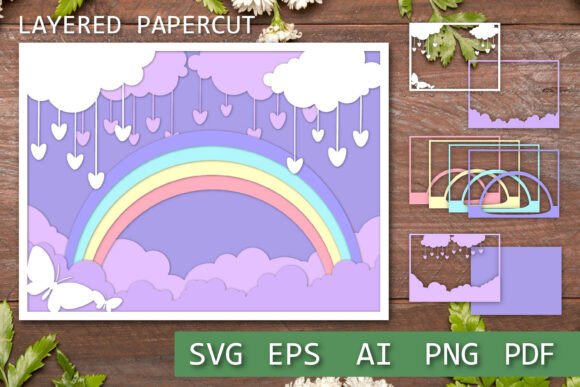 Download Layered Paper Cut Rainbow Colorful SVG - Premium Resources
